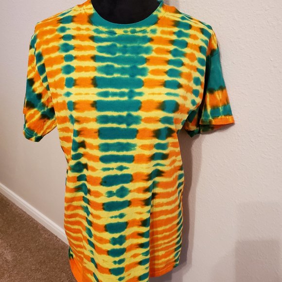 Tie Dye boho Style crew neck short sleeve T-shirt 100% cotton Size M. - Picture 10 of 10